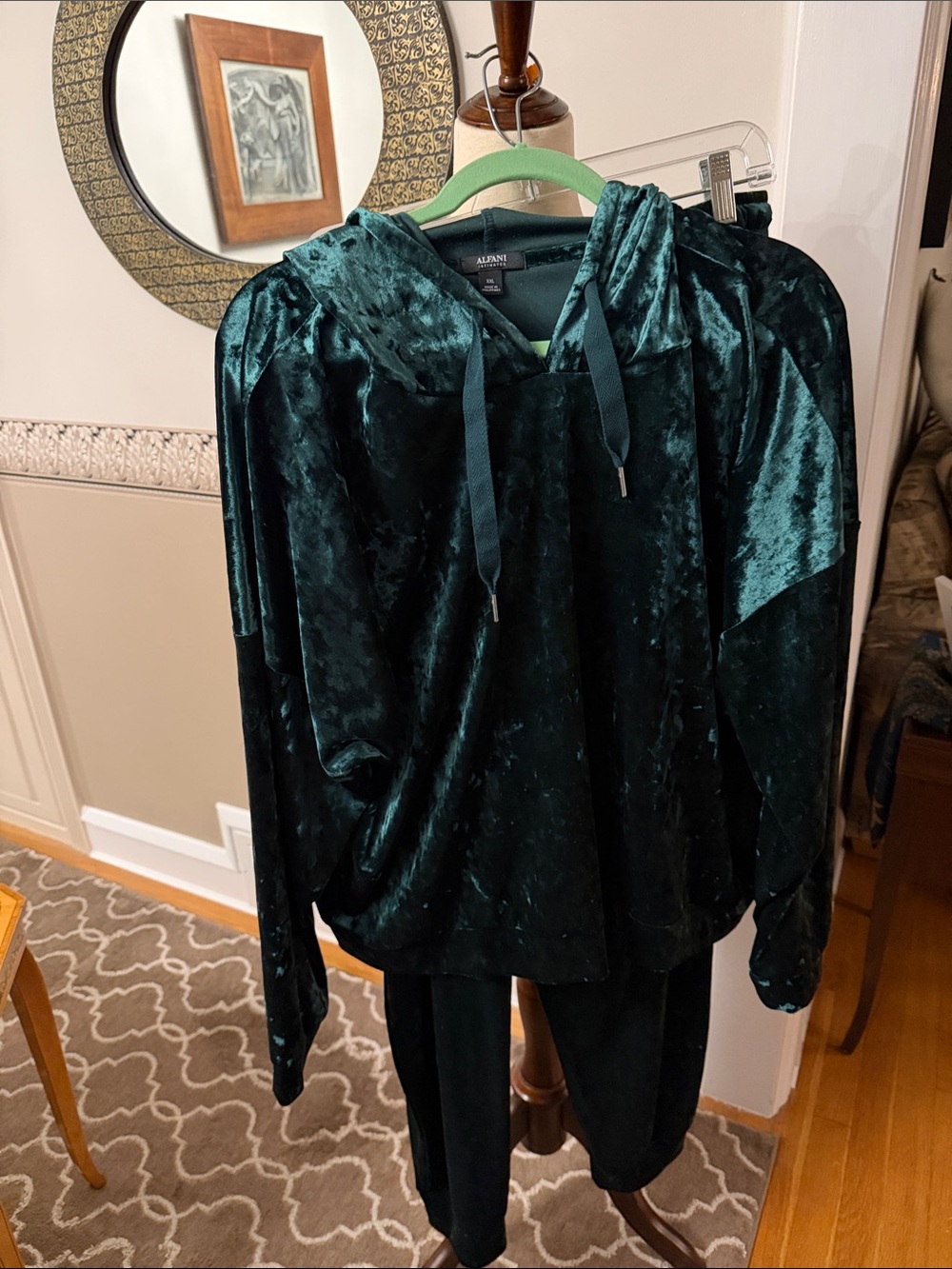 Alfani intimates velvet lounge set  top- and pants Emerald Green XXL like new